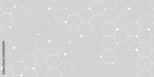 white and grey technology hexagonal abstract background. Abstract gradient hexagon digital technology background. Vector abstract graphic design banner pattern presentation background web template.	