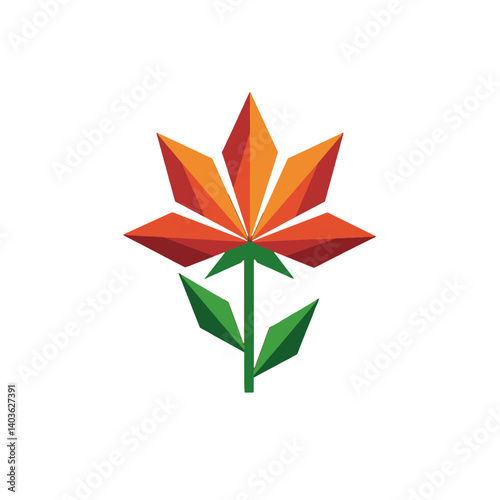 Geometric Flower in Red and Orange photo