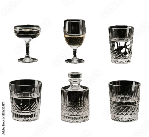 set of glasses