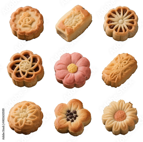 Desserts, mooncakes, desserts, baking, traditional Chinese food