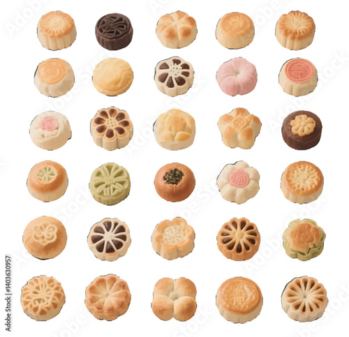 Desserts, mooncakes, desserts, baking, traditional Chinese food