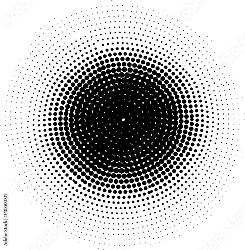 Halftone dots design . Isolated vector dotted gradient circle
