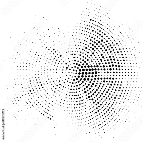 Halftone dots design . Isolated vector dotted gradient circle
