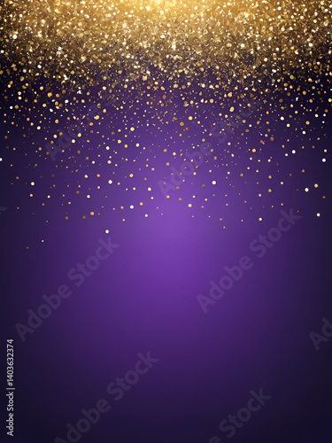 royal purple background with sparkling gold glitter bokeh