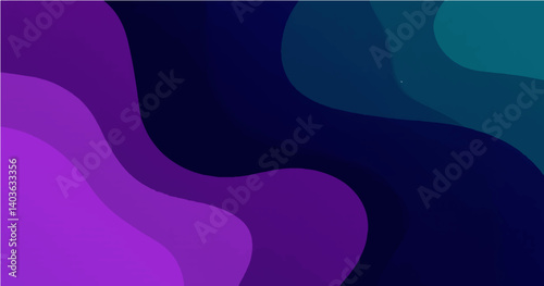 A vector illustration featuring abstract, flowing waves or curves in a gradient of purple and dark blue. The lighter purple hues are concentrated in the lower left area, transitioning to deeper purple