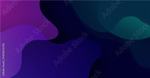 A vector illustration featuring abstract, flowing waves or curves in a gradient of purple and dark blue. The lighter purple hues are concentrated in the lower left area, transitioning to deeper purple
