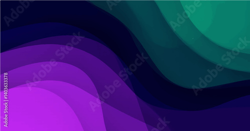 A vector illustration featuring abstract, flowing waves or curves in a gradient of purple and dark blue. The lighter purple hues are concentrated in the lower left area, transitioning to deeper purple