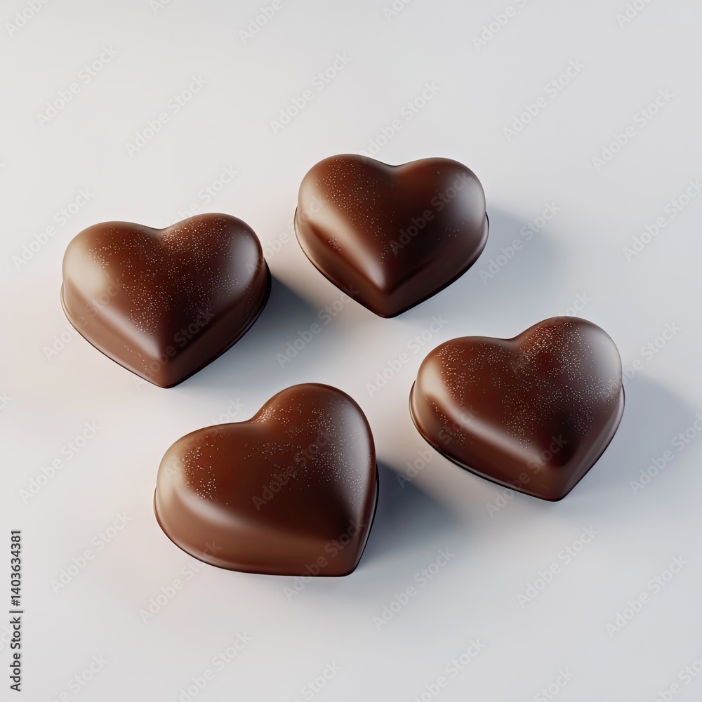 Four heart-shaped chocolates Four heart-shaped chocolates