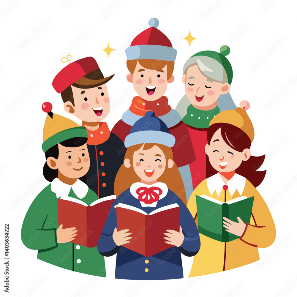 Christmas carolers isolated on white background Christmas carolers isolated on white background