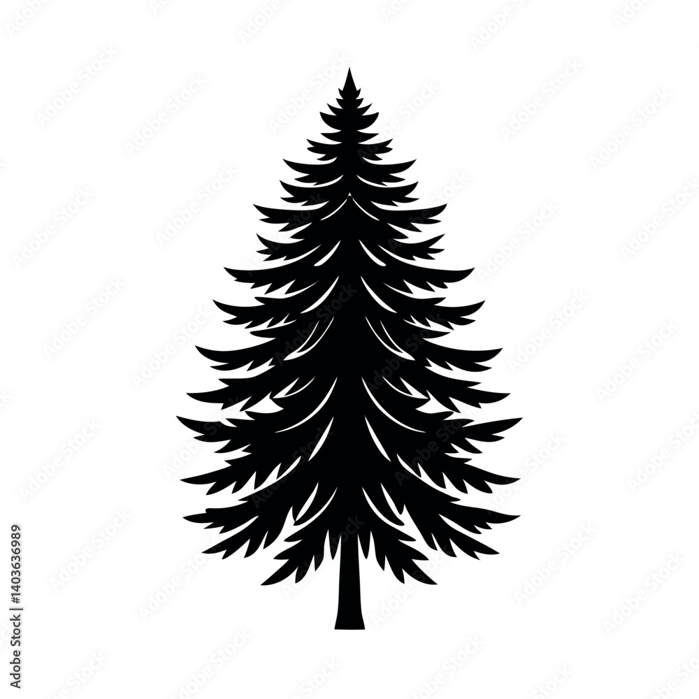 Simple Black and White Fir Tree Illustration Simple Black and White Fir Tree Illustration