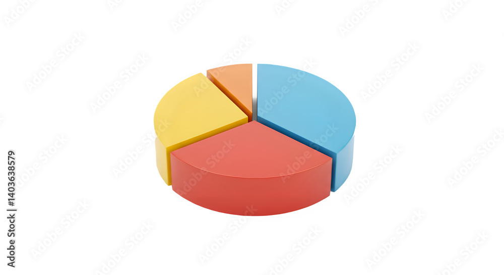 Fototapeta premium 3D Colorful Pie Chart with Four Segments