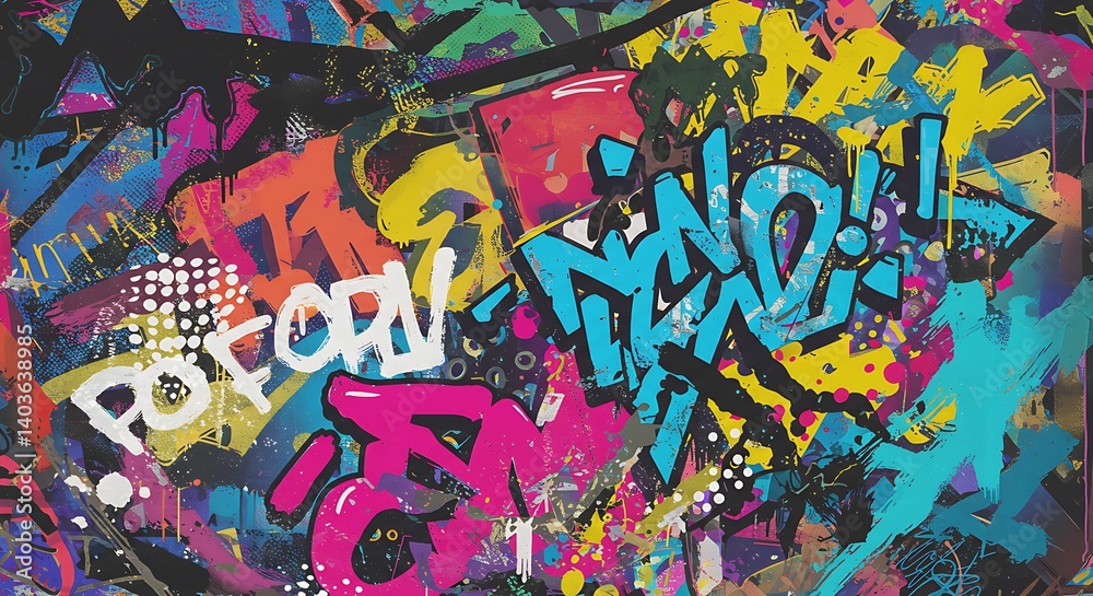 Fototapeta premium Abstract Graffiti Art with Vibrant Colors and Dynamic Lettering