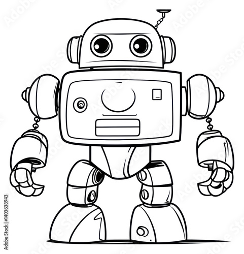 Obraz na płótnie PNG Robot robot sketch technology. w salonie