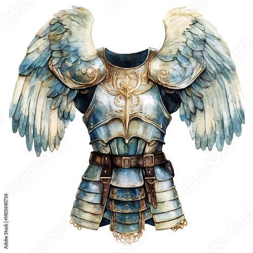 watercolor of Hussaras Winged Armor, vector, isolated on a white background.
