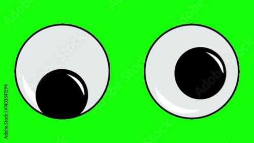 cartoon eyes, googly eyes, large white eyeballs, black pupils, comical, expressive, green background, symmetrical, hand-drawn style, whimsical, animated, character design, vector art, minimal, HQ