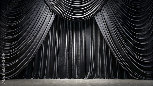 A red velvet theater stage curtain with a spotlight illuminates the open for a classical performance