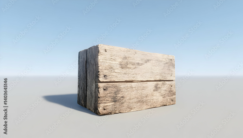 Textured Cube Composed of Small Blocks Under Clear Blue Sky in a Minimalist Modern Design