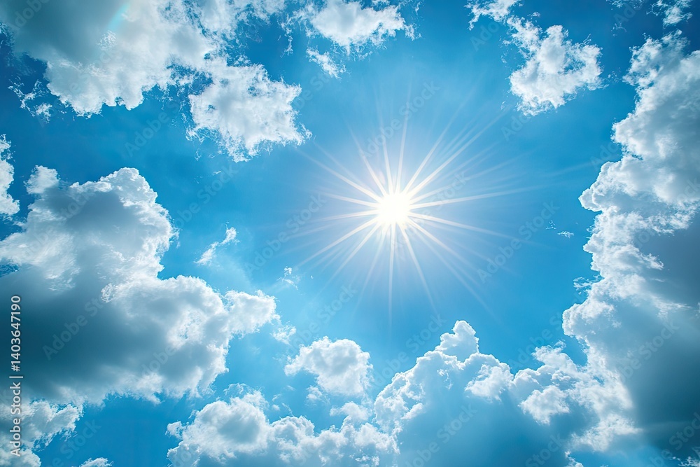 Bright sun shining through fluffy clouds (1) Bright sun shining through fluffy clouds (1)