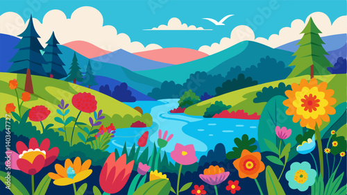The vibrant colors of summer on full display with wildflowers of all shades growing in abundance by the river.