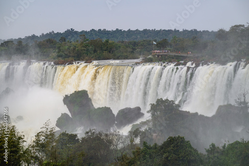 Iguazu waterfalls in overcast weather. High quality photo