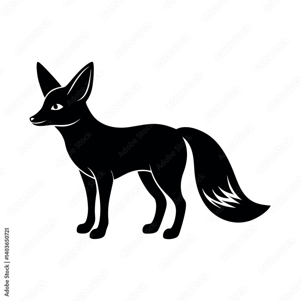 Obraz premium fennec fox silhouette on a white background