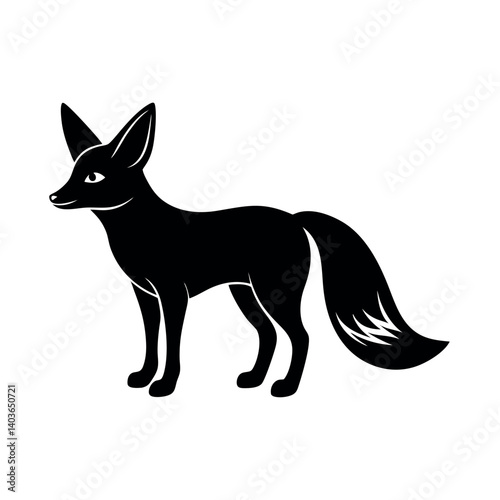 fennec fox silhouette on a white background