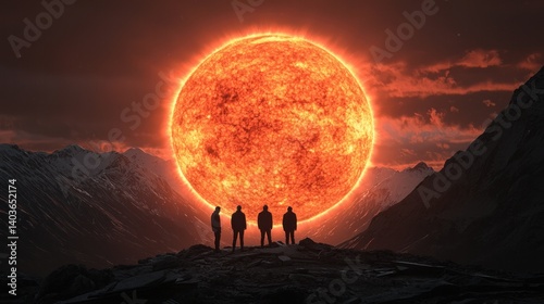 A massive solar engineering project by a scientific team nongkhanestock gigapixel hq scale dramatic mountain environment