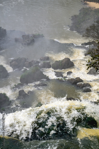 Iguazu waterfalls in overcast weather. High quality photo