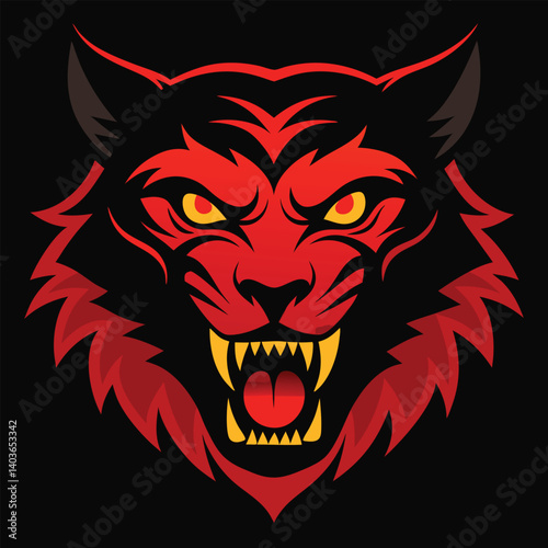 Tiger Head Vector Silhouette demonic tiger head silhouette with sharp fangs