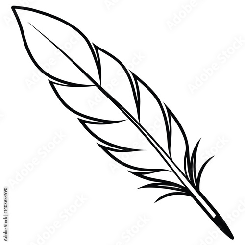 Feather Vector Illustration, line art l Plumage Graphic