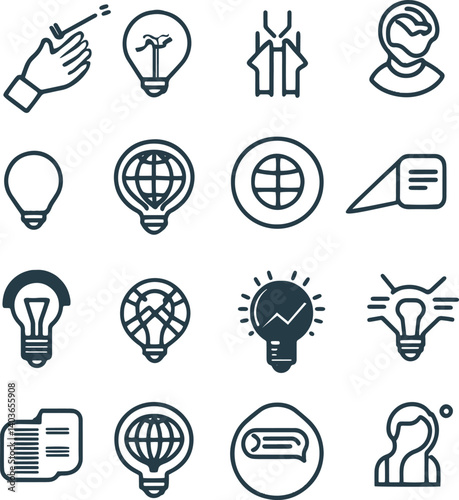Set of 16 Collaboration icons teamwork symbols