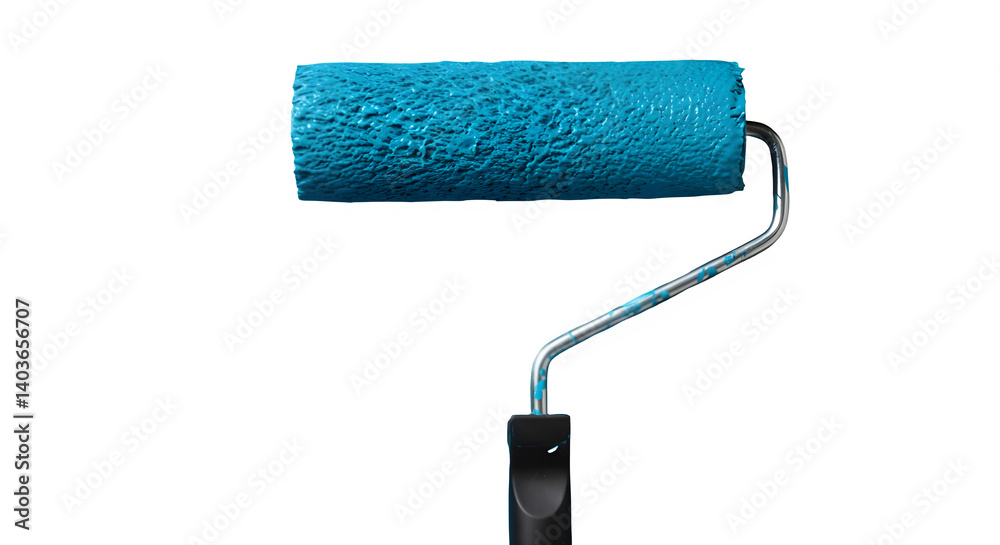 Fototapeta premium Paint Roller with Blue Textured Cover
