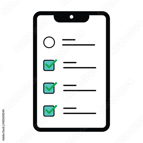 Smartphone checklist icon with completed tasks.