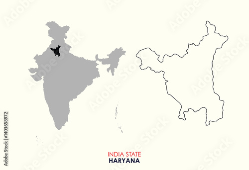 Map of Haryana, Map of Haryana with Indian Map, Haryana state of  India Vector Illustration.
