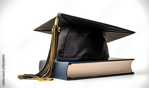 Graduation student black hat isolated on white background 