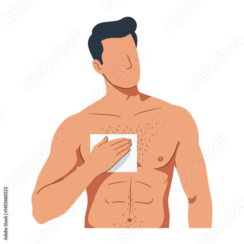 Man with hand on chest demonstrating body awareness and grooming habits