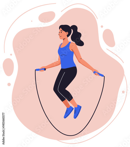 Minimalist illustration of woman jumping rope