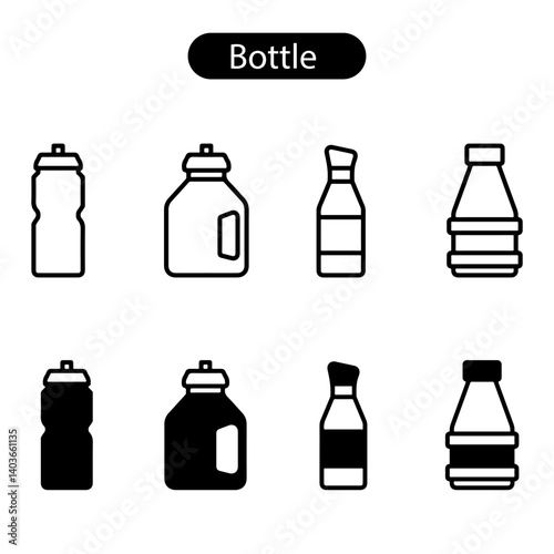 bottle vector art icon set illustration on white background use for web, app, logo, banner design.