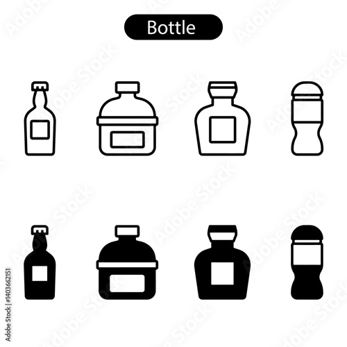 bottle vector art icon set illustration on white background use for web, app, logo, banner design.