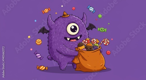Cyclops Candy Monster with Halloween Treats