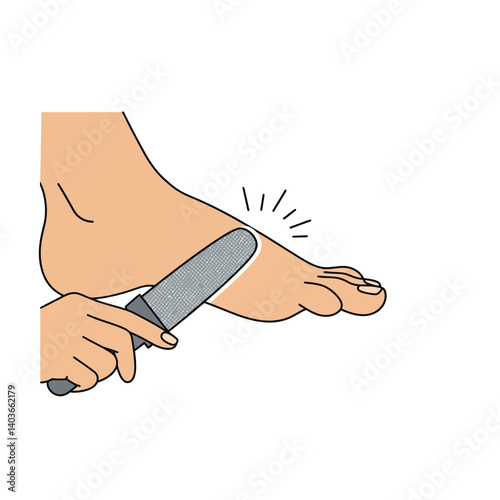 Person using a foot file to smooth skin on their foot for better care