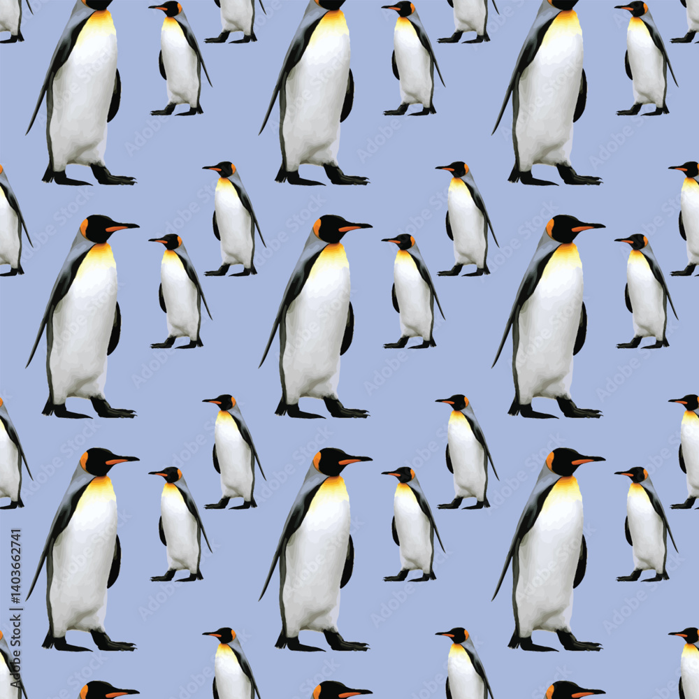 Fototapeta premium The March Of The Penguins Seamless Vector Pattern Design