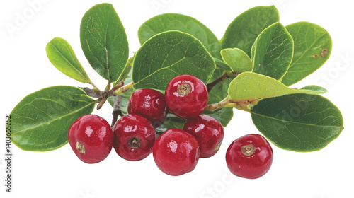Wallpaper Mural Lingonberries still life on black backdrop with glossy textures and detailed leaves Torontodigital.ca