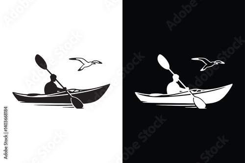 Kayak icon vector on White Background ,Vector Art Illustration on white background.