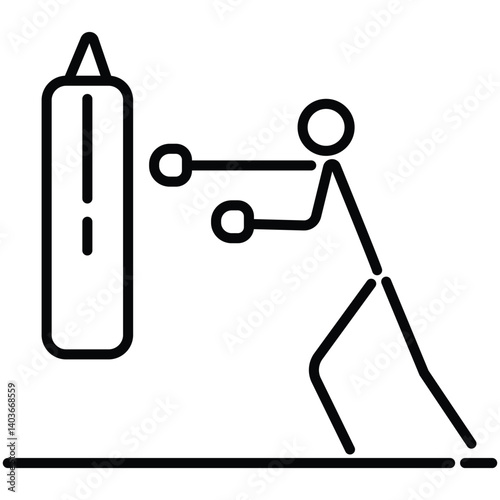 Vector illustration of boxer sport athlete. Boxing sport athletic logo. Symbol of boxing sport with black and white line style