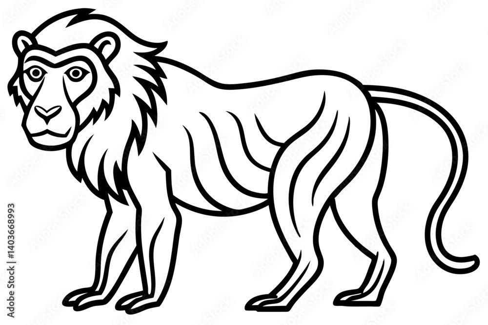 Fototapeta premium Mandrill Monoline Vector