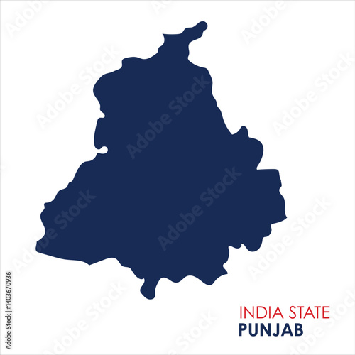 Map of Punjab, Map of Punjab with Indian Map, Punjab state of  India Vector Illustration.
