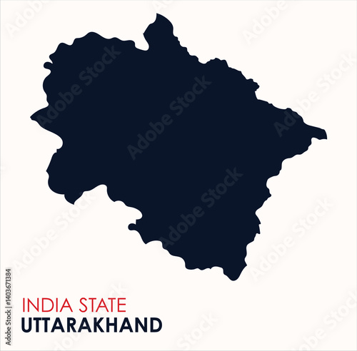 Map of Uttarakhand, Map of  Uttarakhand with Indian Map, Uttarakhand state of  India Vector Illustration.
