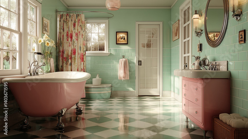 Salle de bain rétro des années 1950 – style américain vintage