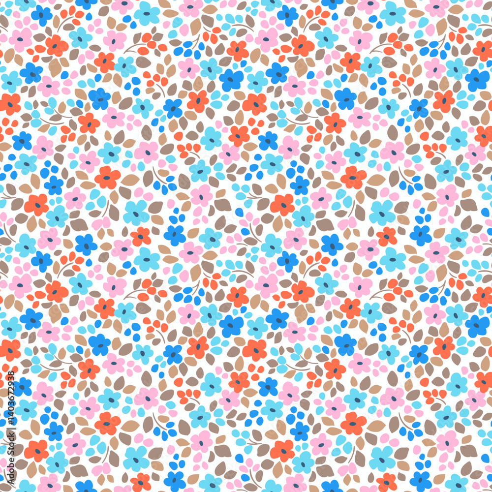 Cute floral background. Easter spring Floral pattern with small blue, red and pink flowers on white background. Seamless pattern for design and fashion prints. Ditsy style. Stock vector
Cute floral background. Easter spring Floral pattern with small blue, red and pink flowers on white background. Seamless pattern for design and fashion prints. Ditsy style. Stock vector
